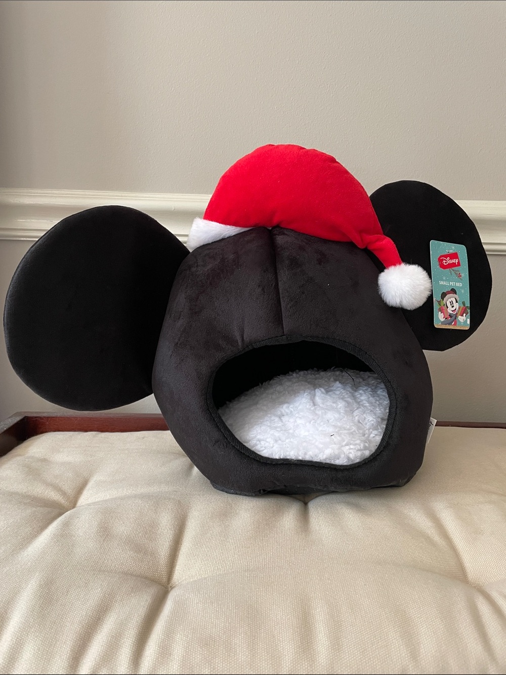 Disney Black Small Pet Bed with Holiday Mickey Tag